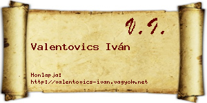 Valentovics Iván névjegykártya